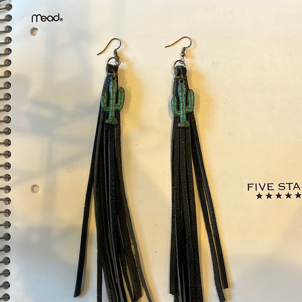 Cactus fringe earrings